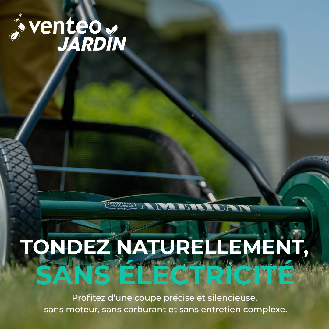 Tondeuse manuelle hélicoïdale 7 lames et bac ramassage