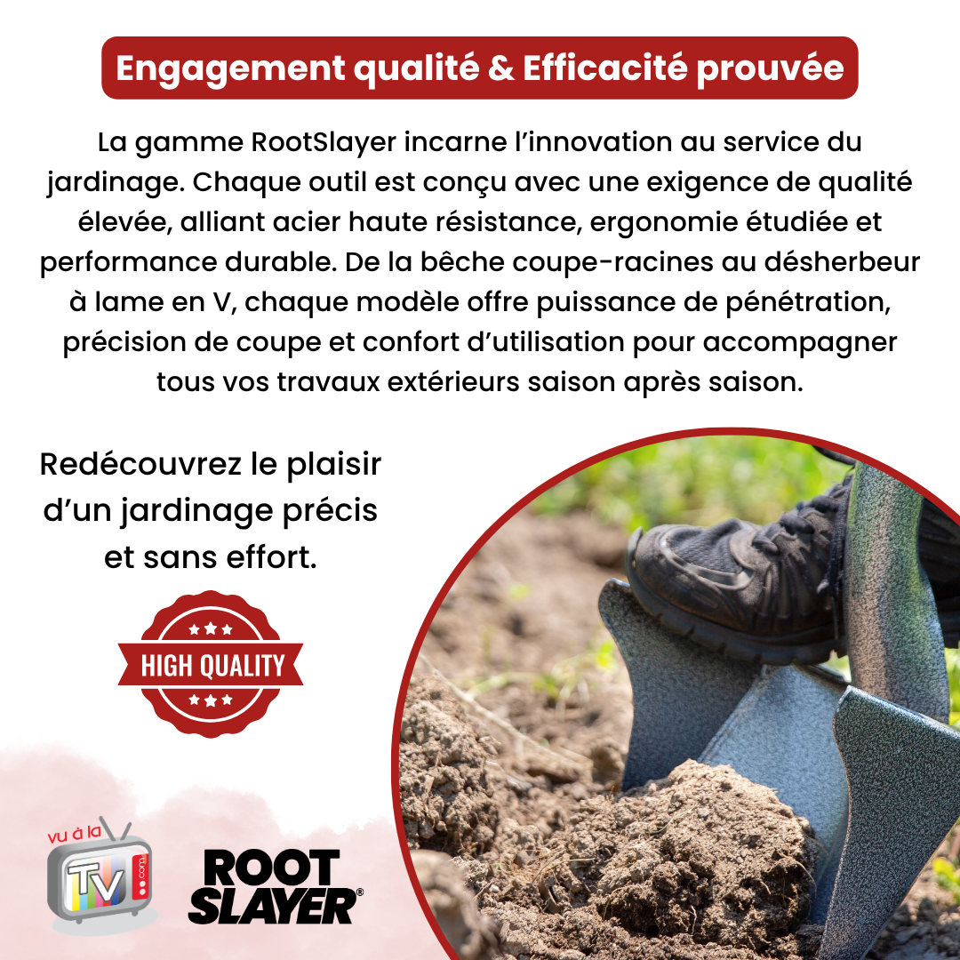 RootSlayer shovel with raised edges 