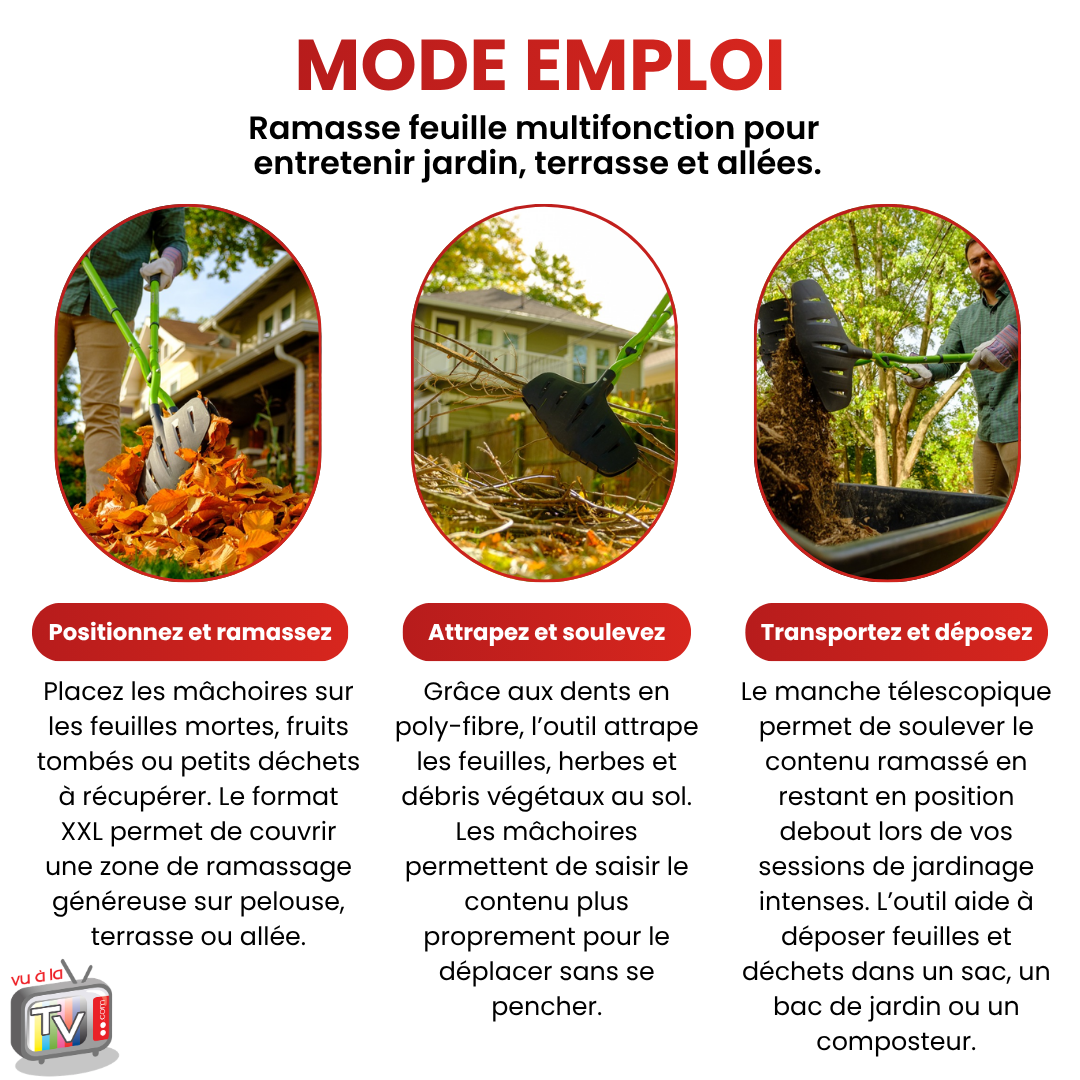 RootSlayer XXL Leaf Rake with Telescopic Handle