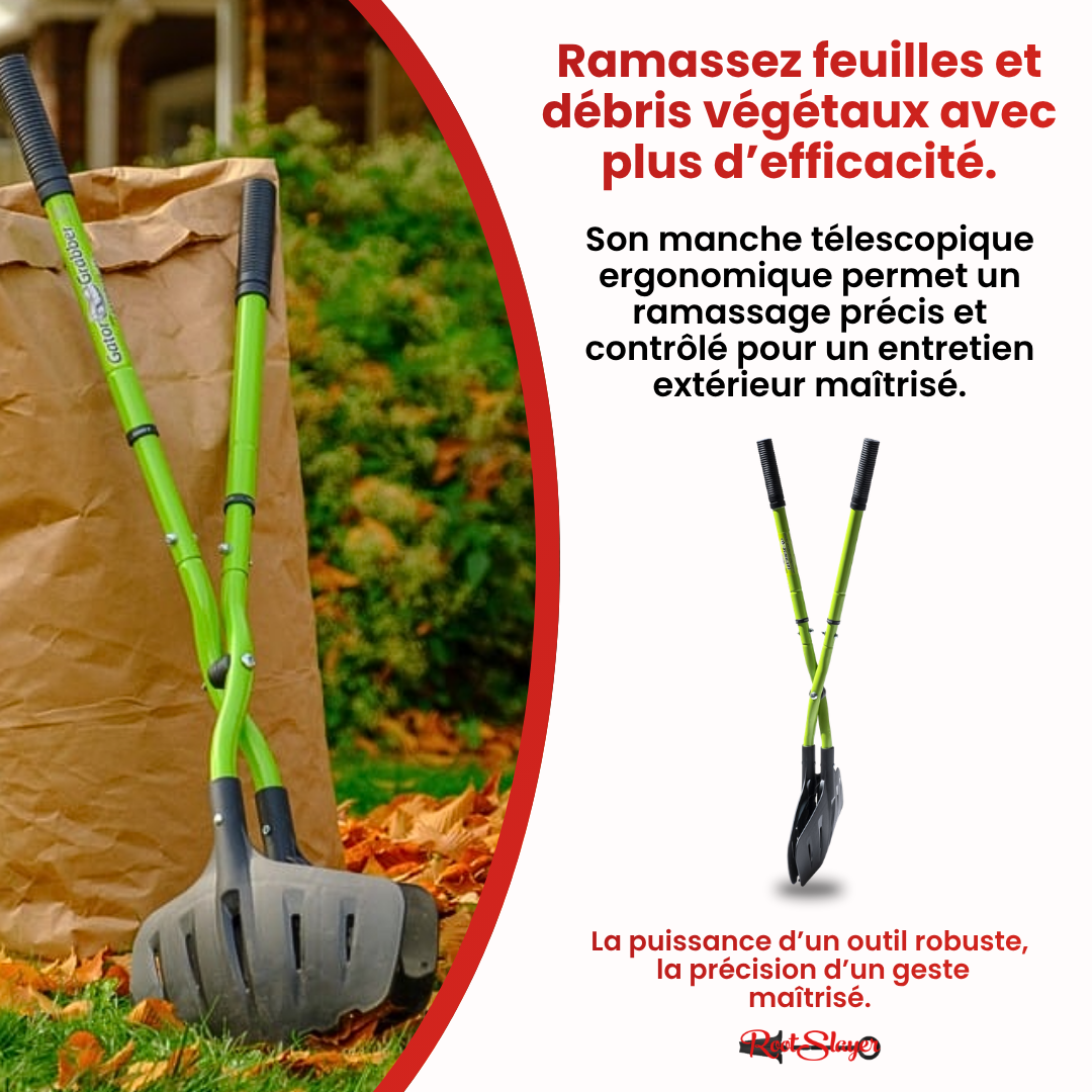 RootSlayer XXL Leaf Rake with Telescopic Handle