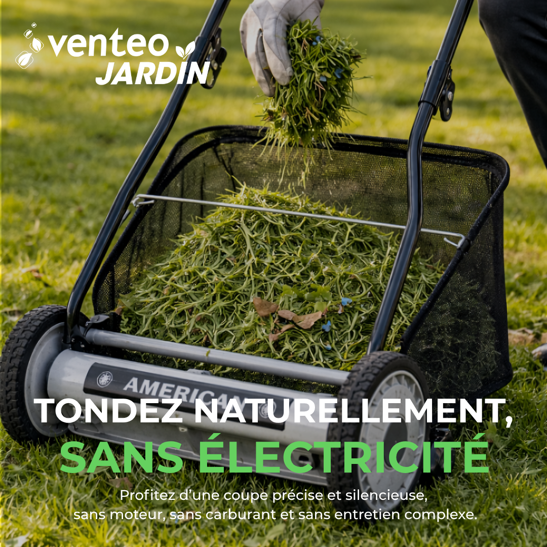 Pack tondeuse manuelle hélicoïdale 5 lames et bac ramassage