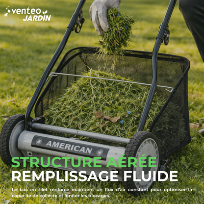 Bac ramassage tondeuse manuelle hélicoïdale 5 lames